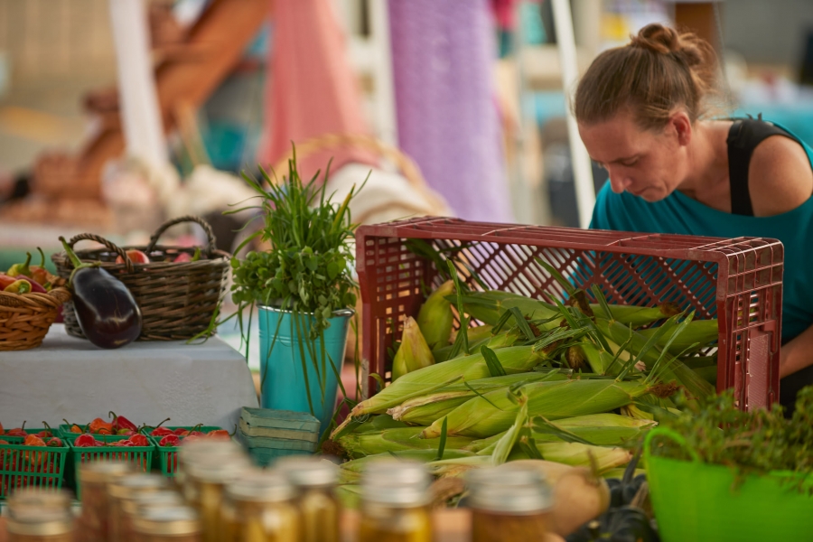 A produce seller at the Kemptville Farmers' Market