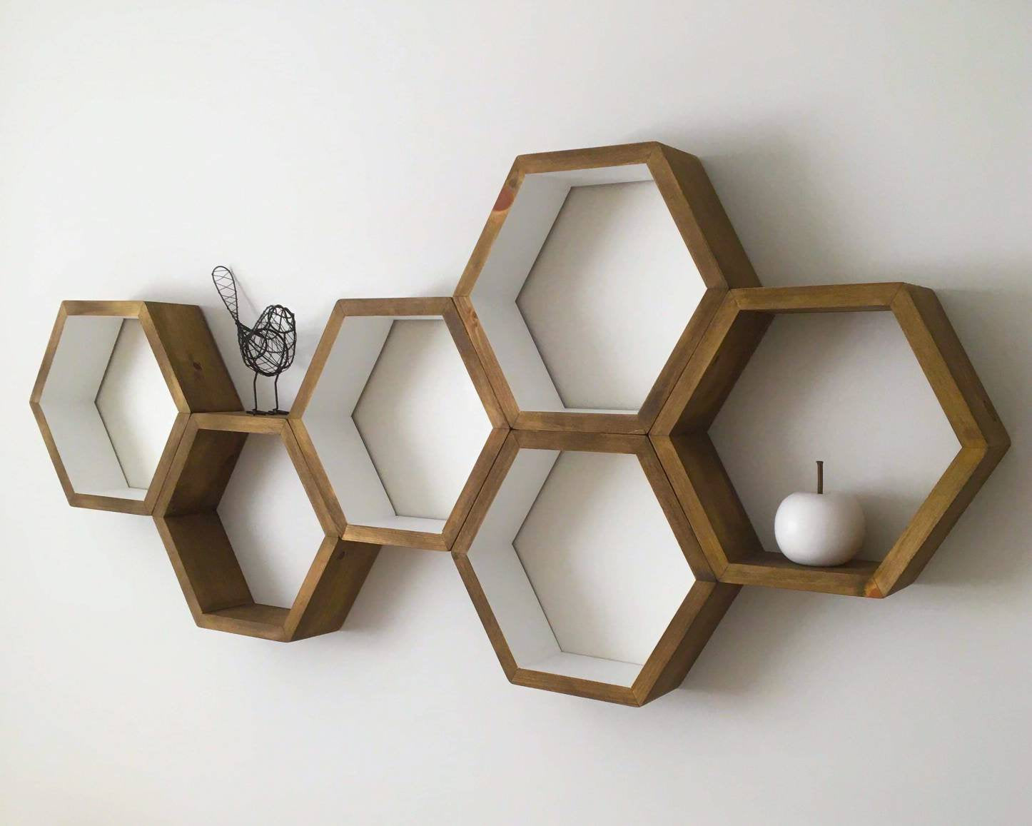 Hexagon Shelves  - Wood Chip Decor