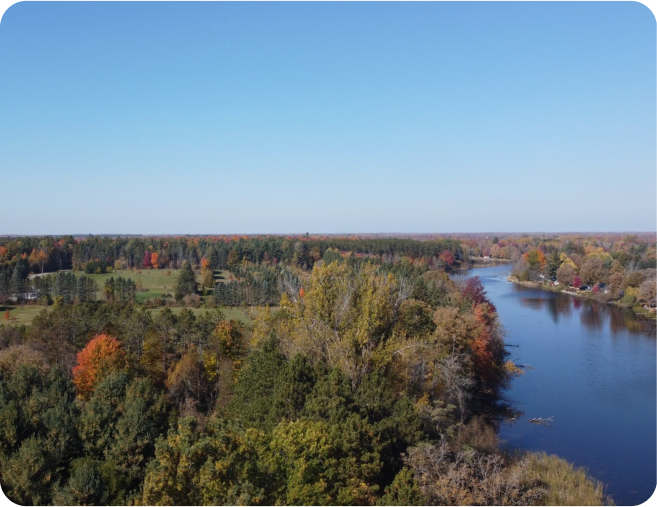 aerial photo of county rd 43 looking at the water by Ferguson forest