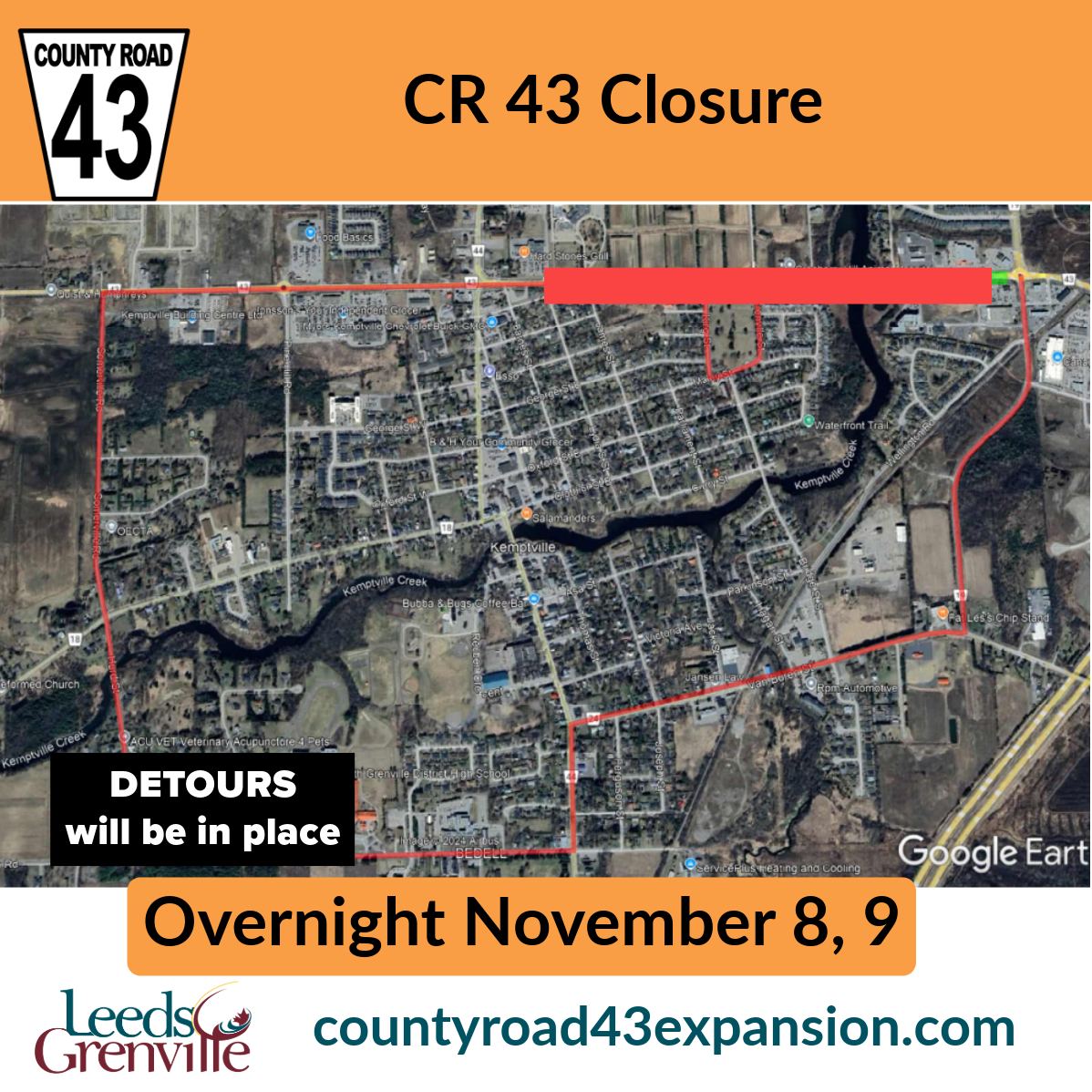 County Road 43 closed