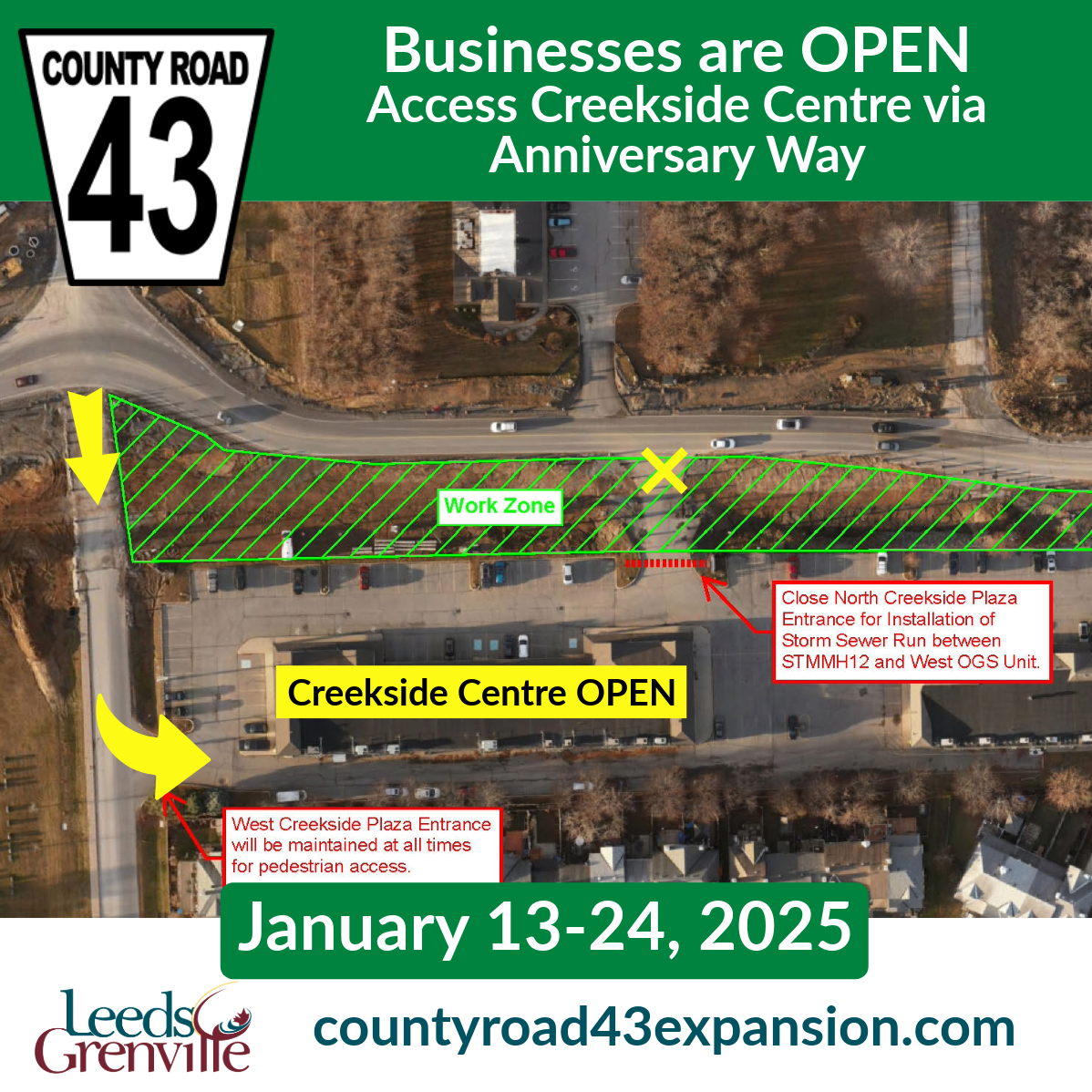 Creekside Centre North Entrance Closure